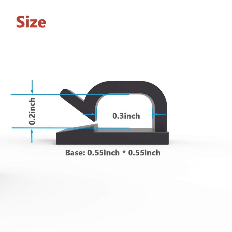 Yocice Cable Clips 40pcs with Strong Adhesive Tapes,Wire Holder Organizer Cord Management for Car, Office and Home (Black- CC05(40PCS)) - Image 2